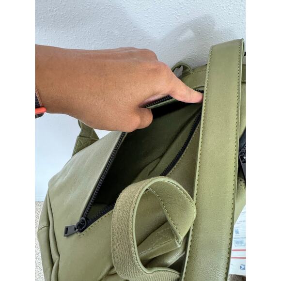 Fawn Design Olive Green Faux Leather Backpack NWOT - Picture 13 of 13
